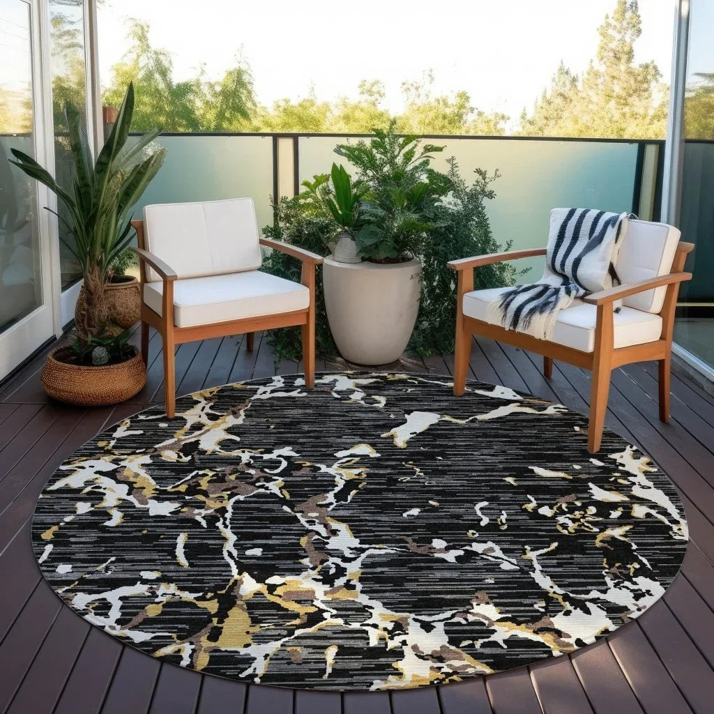 LOOMLAN Rugs Oceana Black Washable Indoor-Outdoor Rug