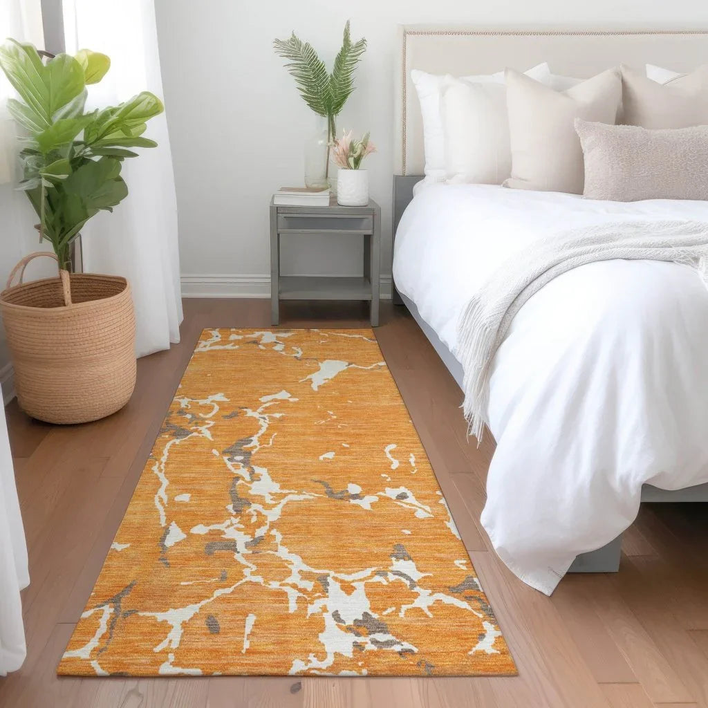 LOOMLAN Rugs Oceana Orange Washable Indoor-Outdoor Rug