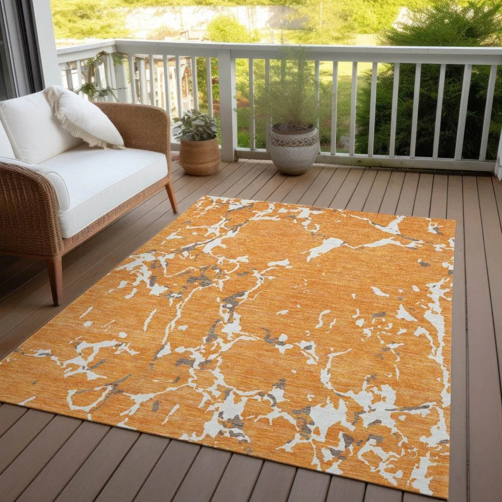 LOOMLAN Rugs Oceana Orange Washable Indoor-Outdoor Rug