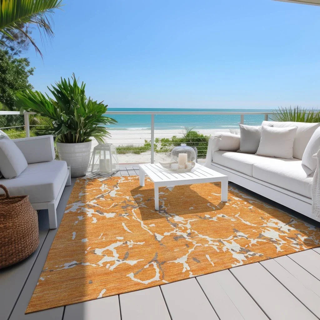 LOOMLAN Rugs Oceana Orange Washable Indoor-Outdoor Rug