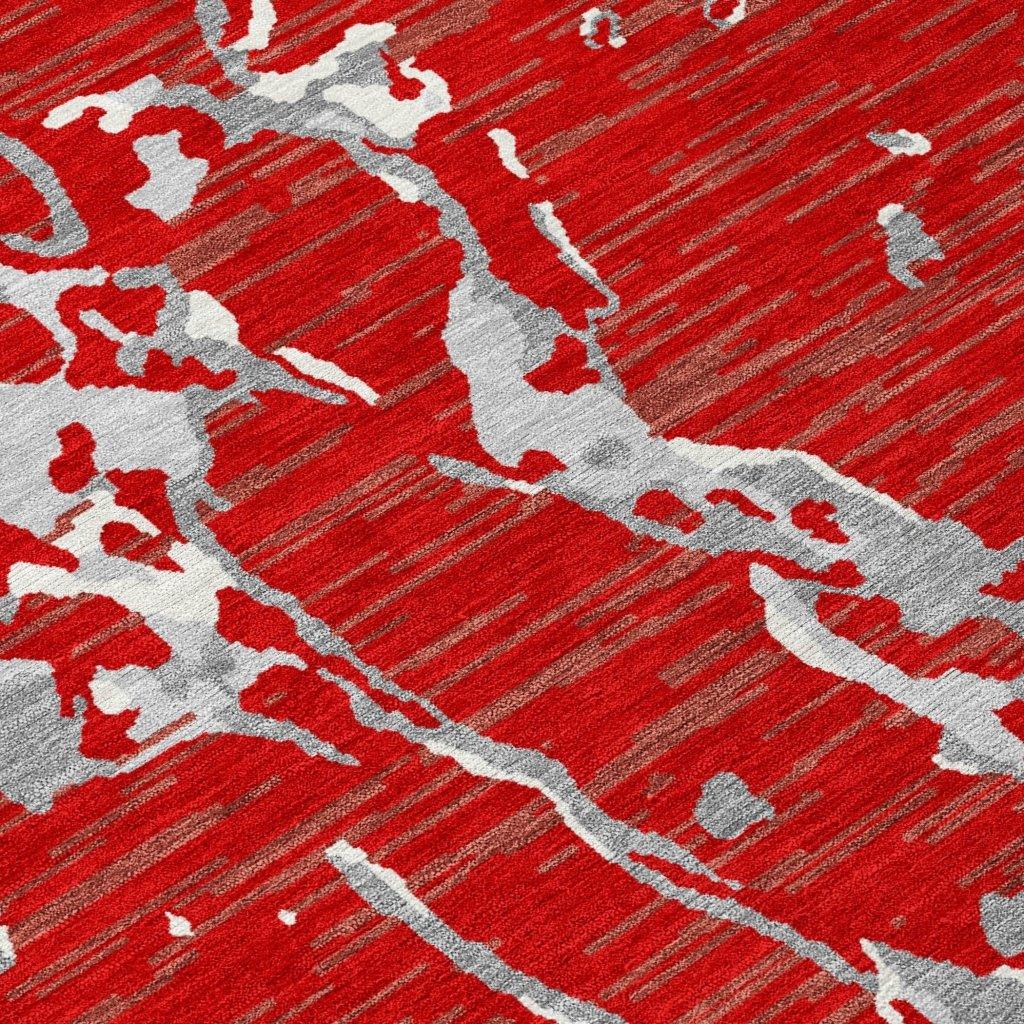 LOOMLAN Rugs Oceana Red Washable Indoor-Outdoor Rug