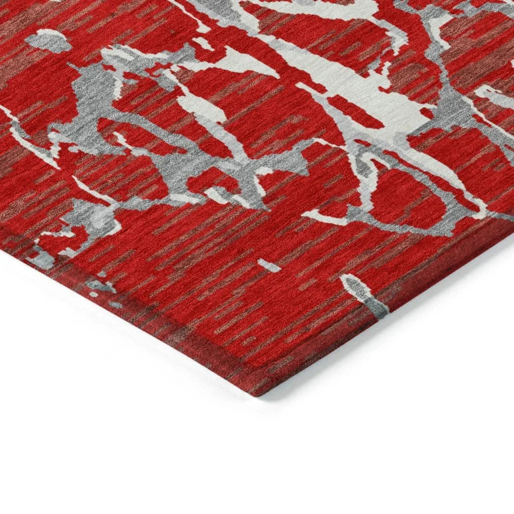 LOOMLAN Rugs Oceana Red Washable Indoor-Outdoor Rug