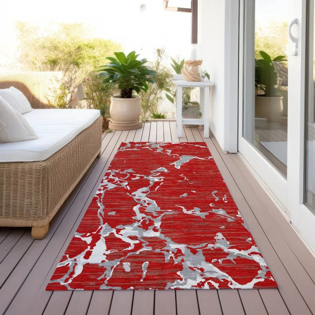 LOOMLAN Rugs Oceana Red Washable Indoor-Outdoor Rug