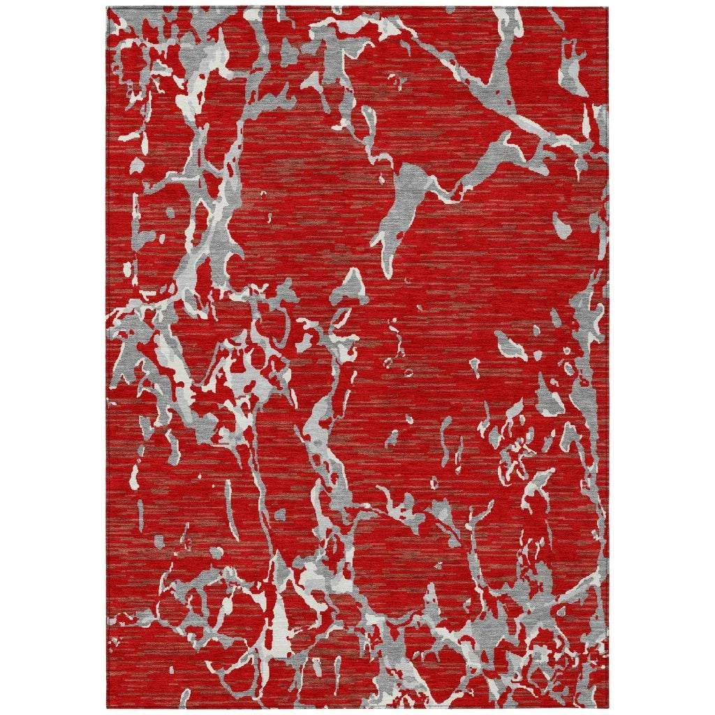 LOOMLAN Rugs Oceana Red Washable Indoor-Outdoor Rug