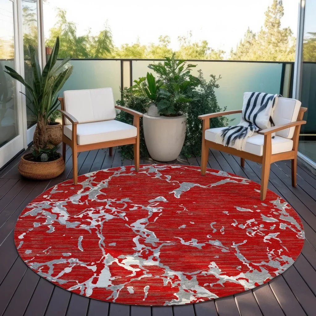 LOOMLAN Rugs Oceana Red Washable Indoor-Outdoor Rug