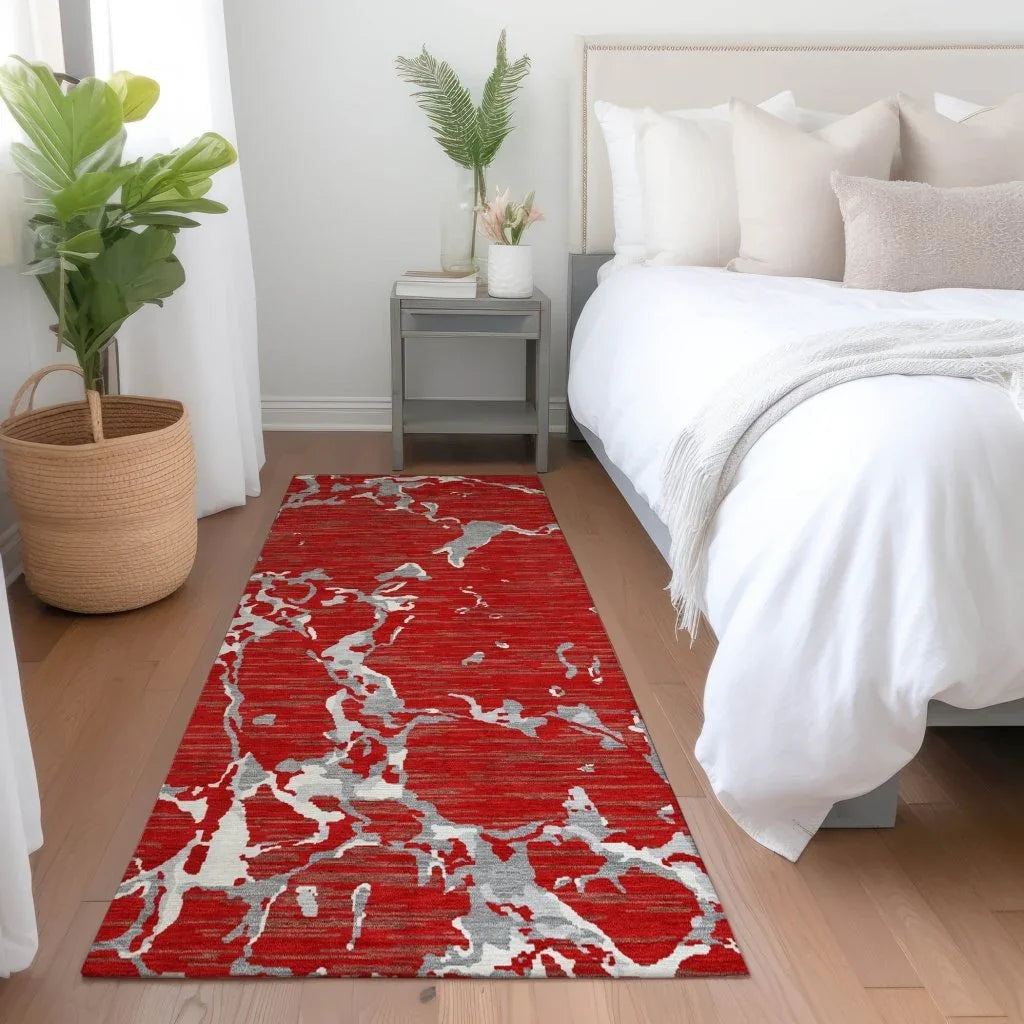 LOOMLAN Rugs Oceana Red Washable Indoor-Outdoor Rug