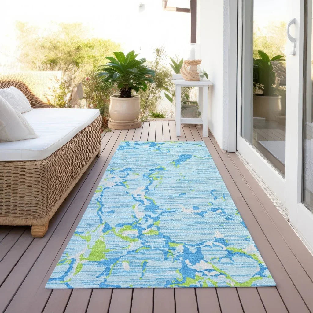 LOOMLAN Rugs Oceana Sky Washable Indoor-Outdoor Rug
