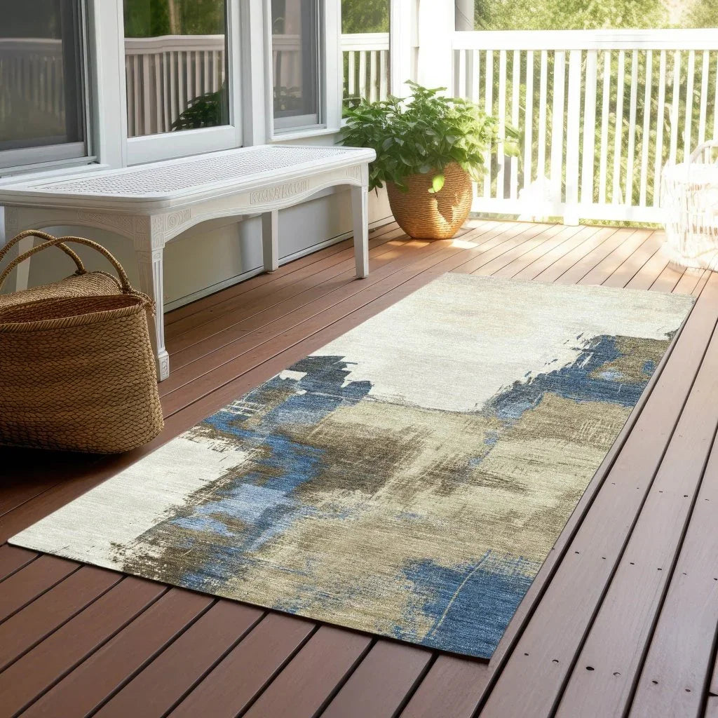 LOOMLAN Rugs Opalineh Brown Washable Indoor-Outdoor Rug