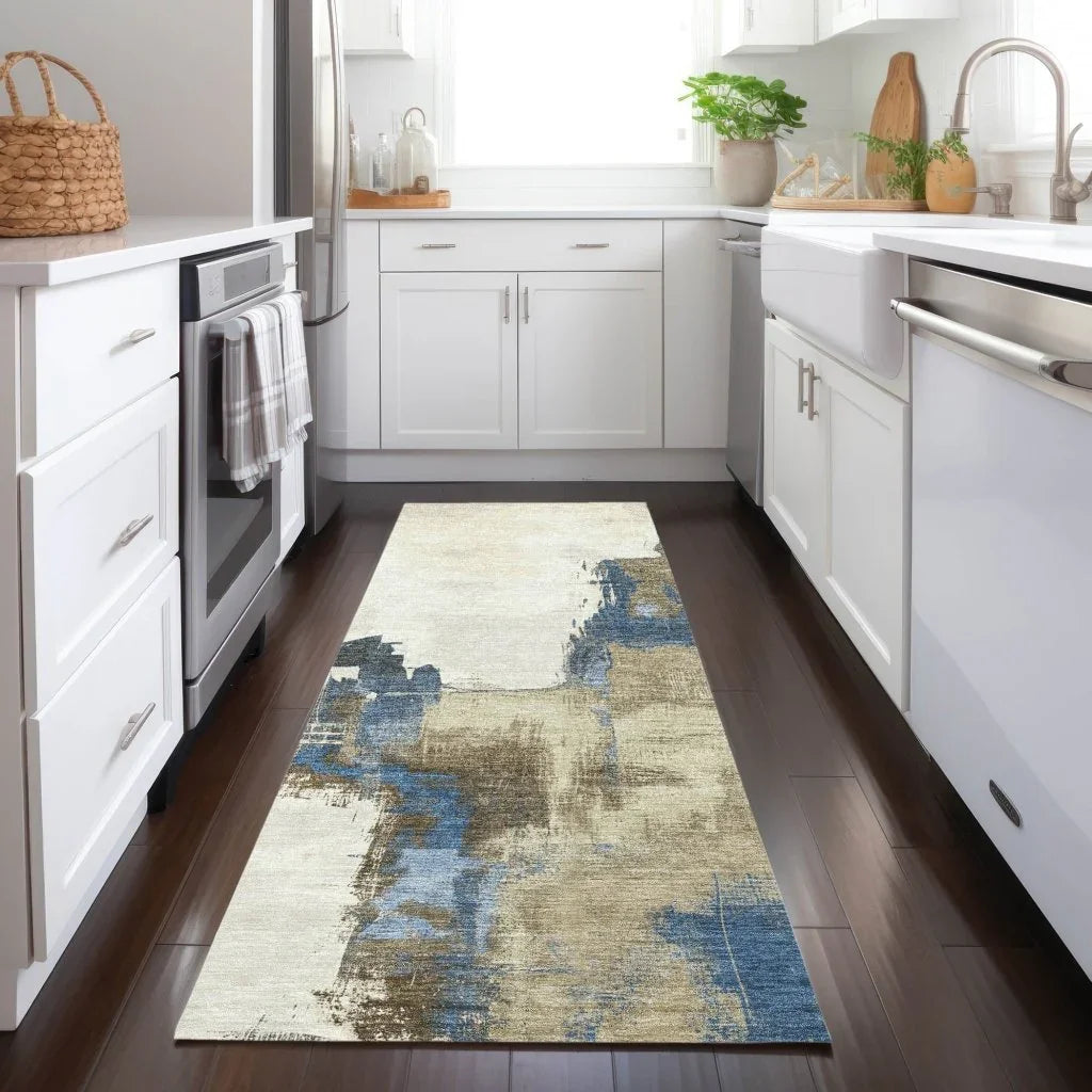 LOOMLAN Rugs Opalineh Brown Washable Indoor-Outdoor Rug