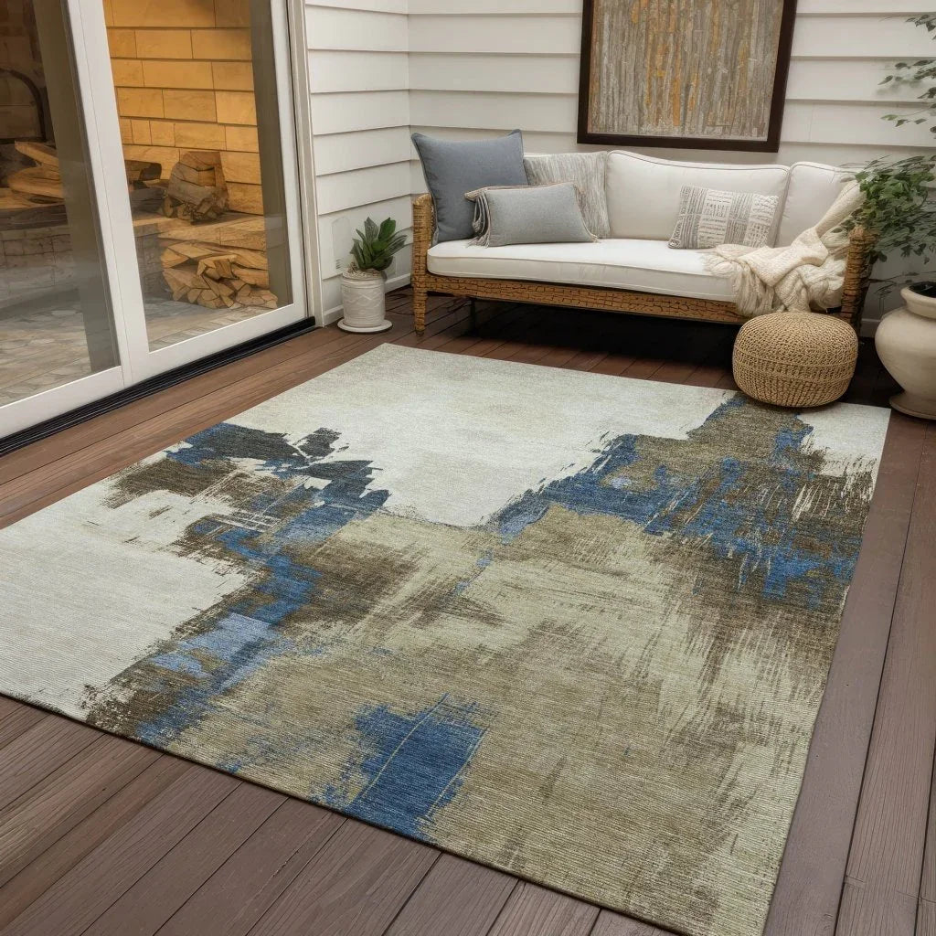 LOOMLAN Rugs Opalineh Brown Washable Indoor-Outdoor Rug