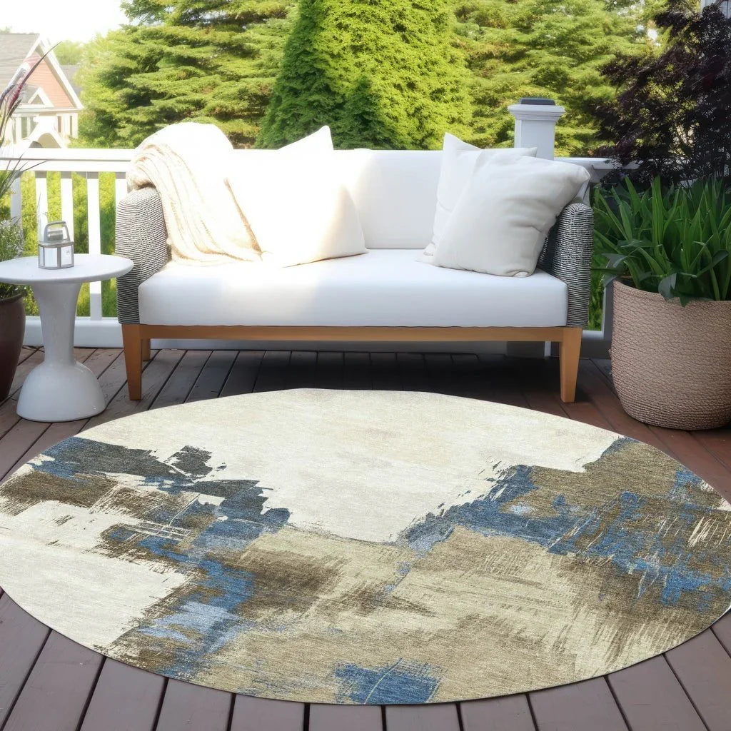 LOOMLAN Rugs Opalineh Brown Washable Indoor-Outdoor Rug