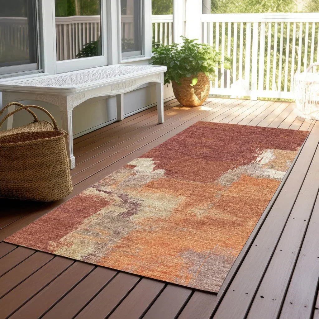 LOOMLAN Rugs Orave Orange Washable Indoor-Outdoor Rug