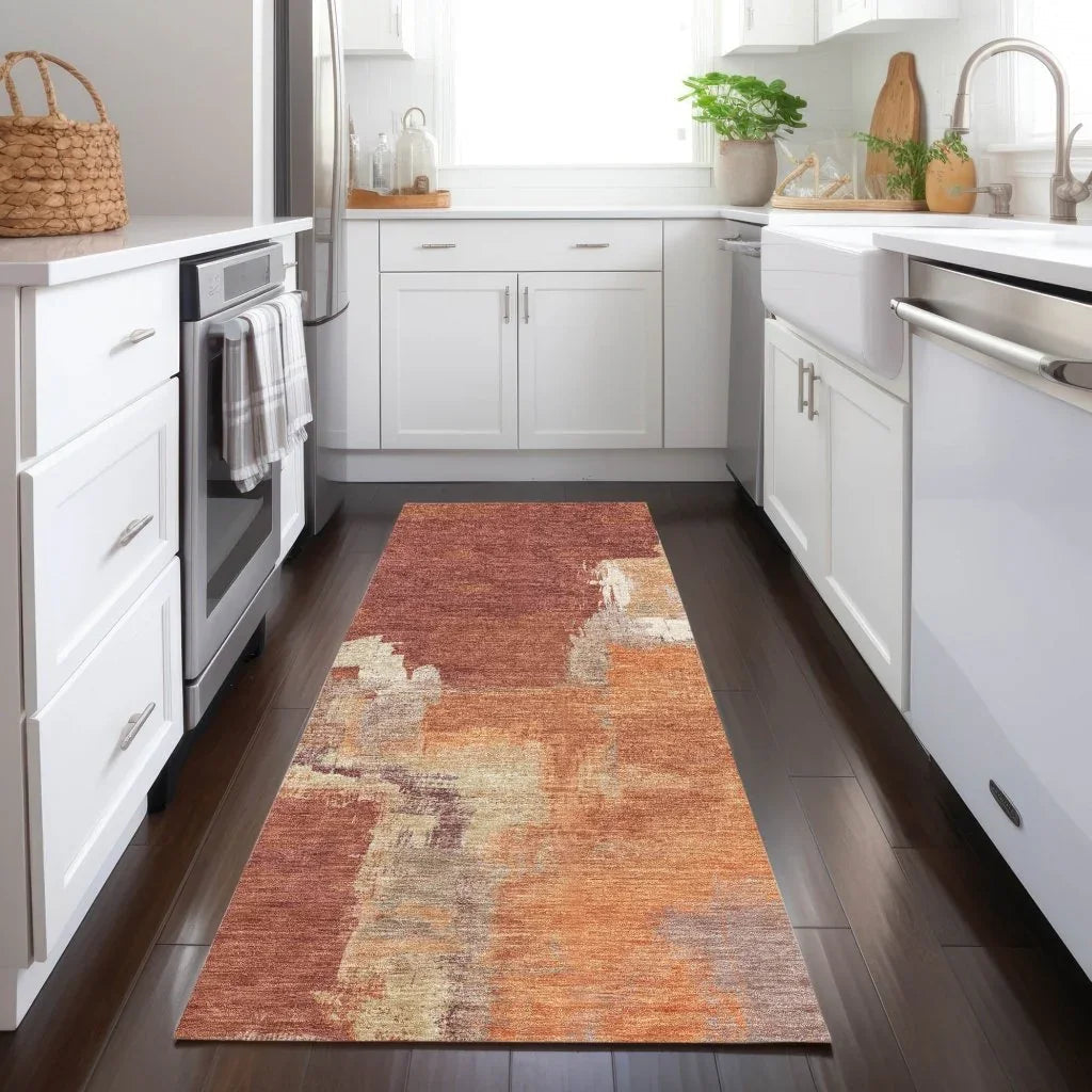 LOOMLAN Rugs Orave Orange Washable Indoor-Outdoor Rug