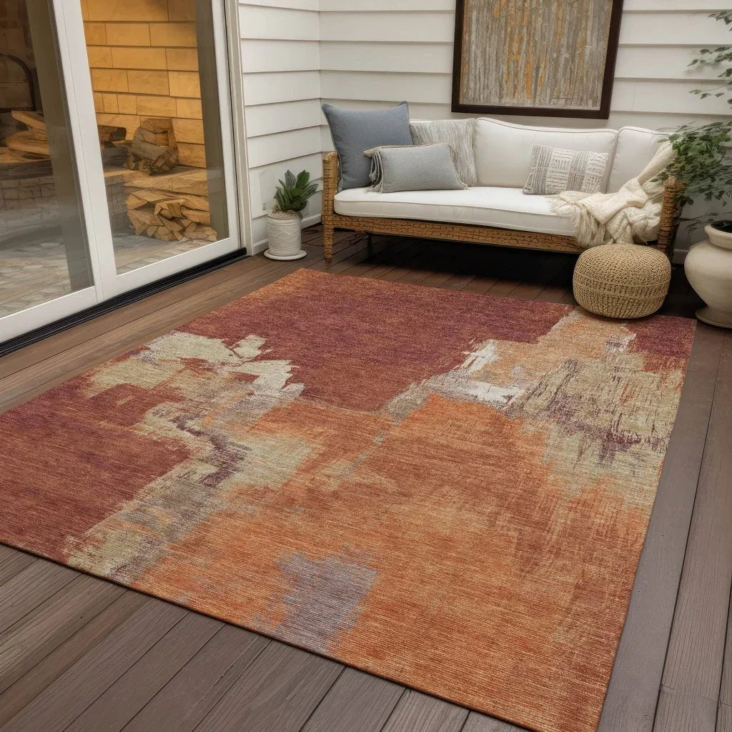 LOOMLAN Rugs Orave Orange Washable Indoor-Outdoor Rug