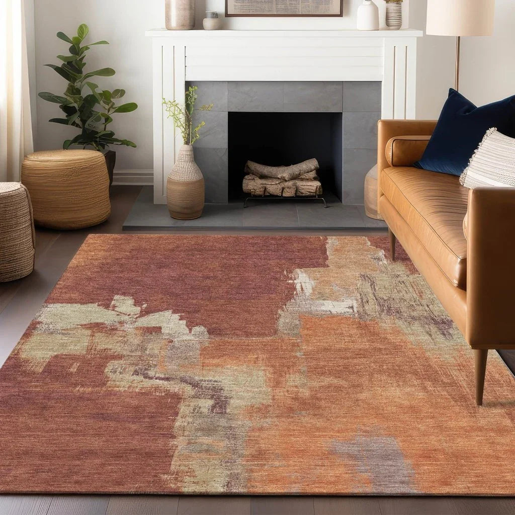 LOOMLAN Rugs Orave Orange Washable Indoor-Outdoor Rug