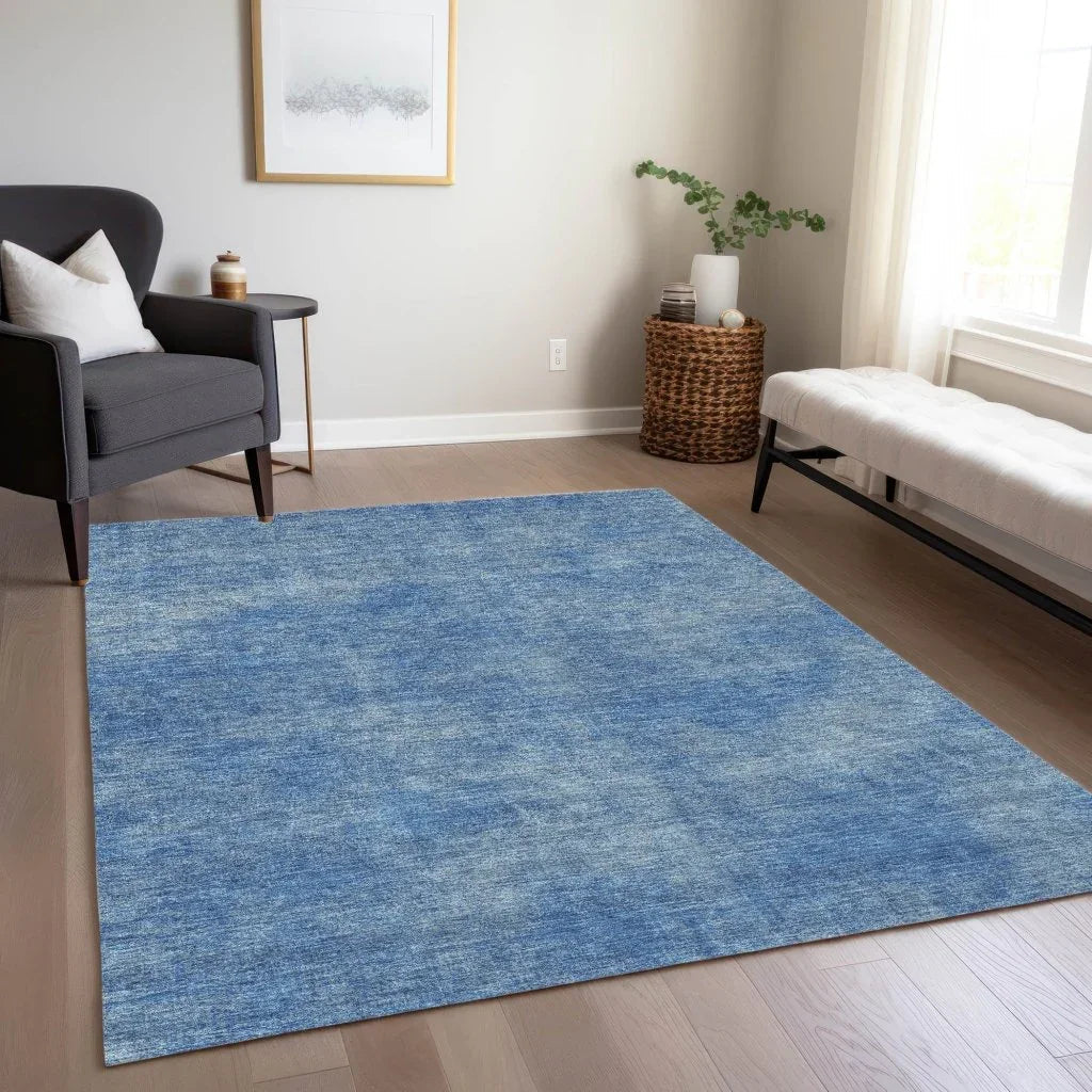 LOOMLAN Rugs Orlena Blue Washable Indoor-Outdoor Rug