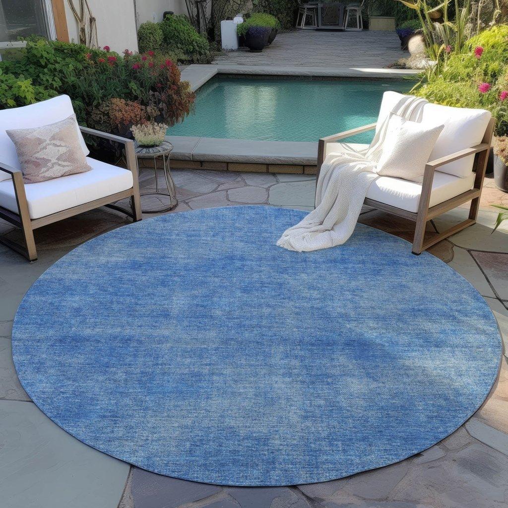 LOOMLAN Rugs Orlena Blue Washable Indoor-Outdoor Rug