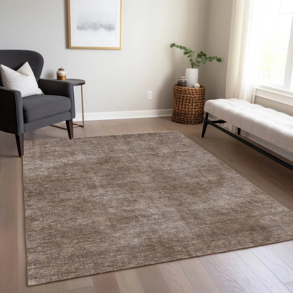 LOOMLAN Rugs Orlena Brown Washable Indoor-Outdoor Rug