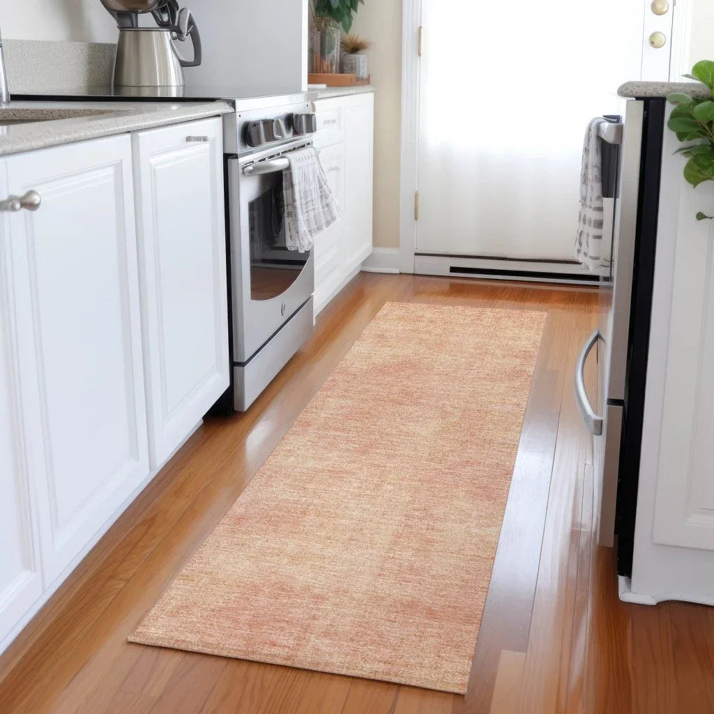 LOOMLAN Rugs Orlena Peach Washable Indoor-Outdoor Rug