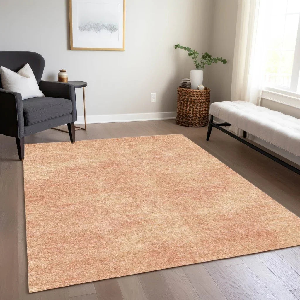LOOMLAN Rugs Orlena Peach Washable Indoor-Outdoor Rug