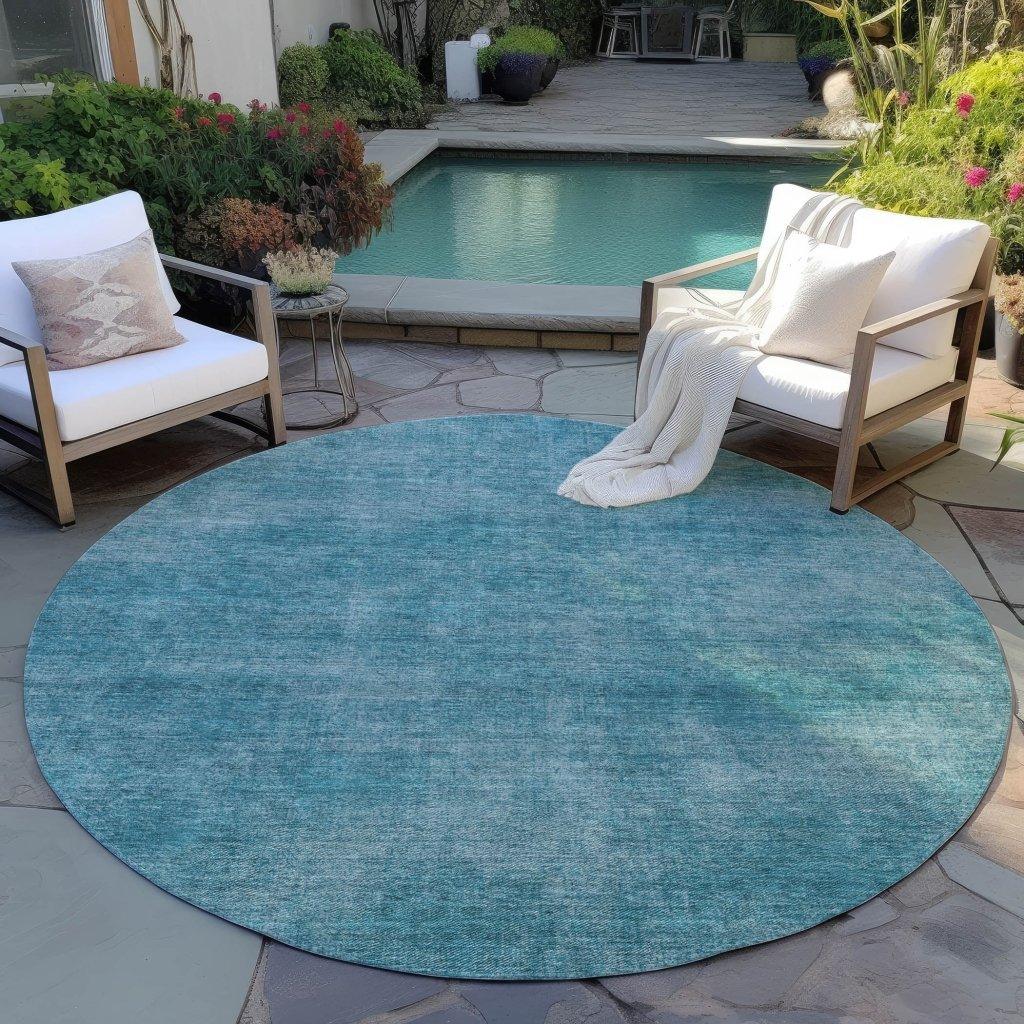 LOOMLAN Rugs Orlena Teal Washable Indoor-Outdoor Rug