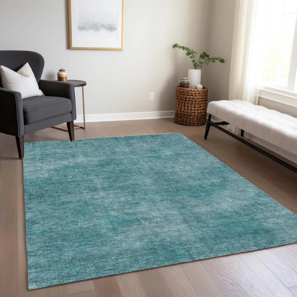 LOOMLAN Rugs Orlena Teal Washable Indoor-Outdoor Rug