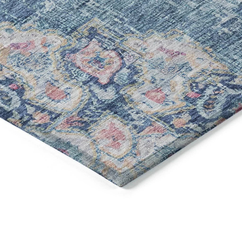 LOOMLAN Rugs Ornella Blue Washable Indoor-Outdoor Rug