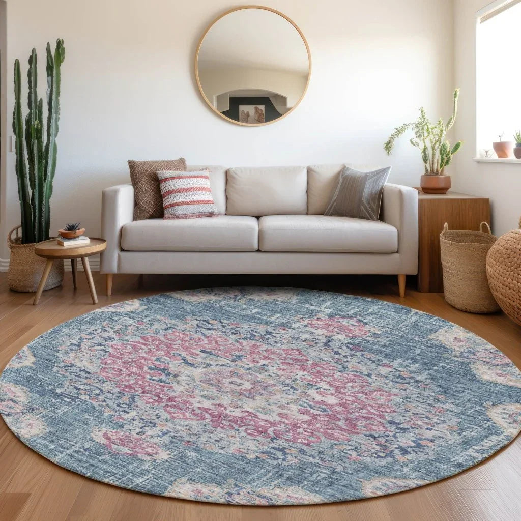 LOOMLAN Rugs Ornella Blue Washable Indoor-Outdoor Rug