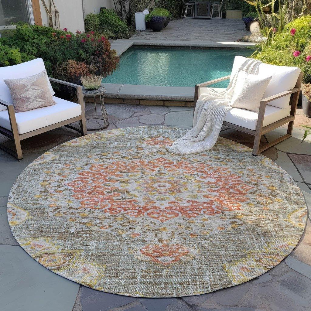 LOOMLAN Rugs Ornella Brown Washable Indoor-Outdoor Rug