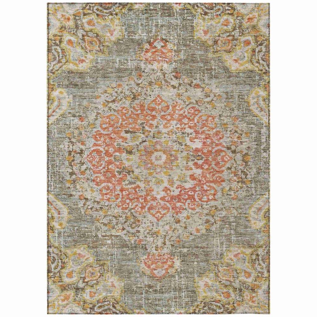 LOOMLAN Rugs Ornella Brown Washable Indoor-Outdoor Rug