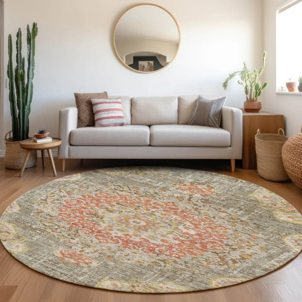 LOOMLAN Rugs Ornella Brown Washable Indoor-Outdoor Rug