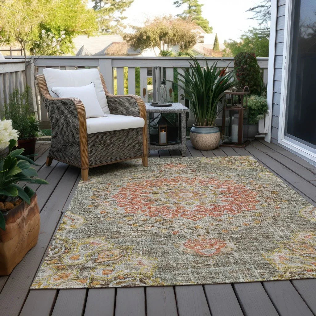 LOOMLAN Rugs Ornella Brown Washable Indoor-Outdoor Rug