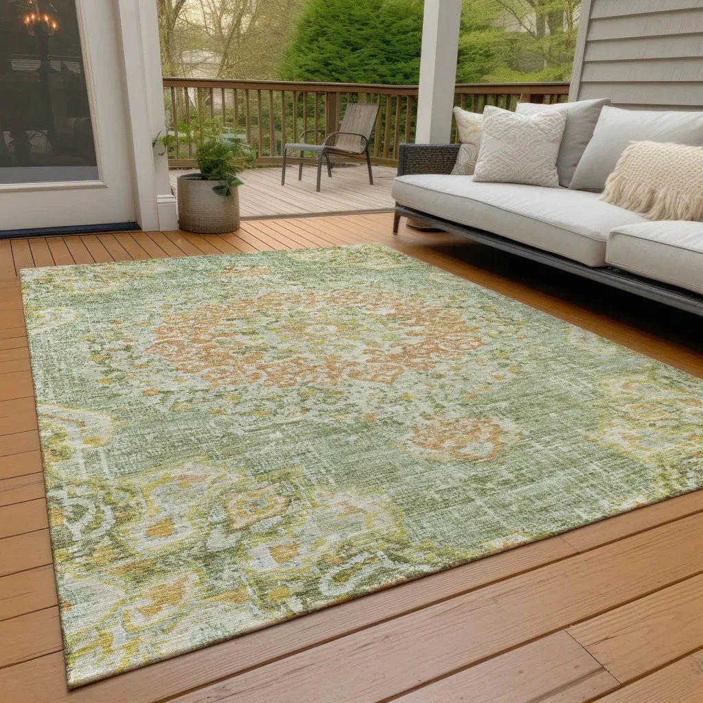 LOOMLAN Rugs Ornella Green Washable Indoor-Outdoor Rug