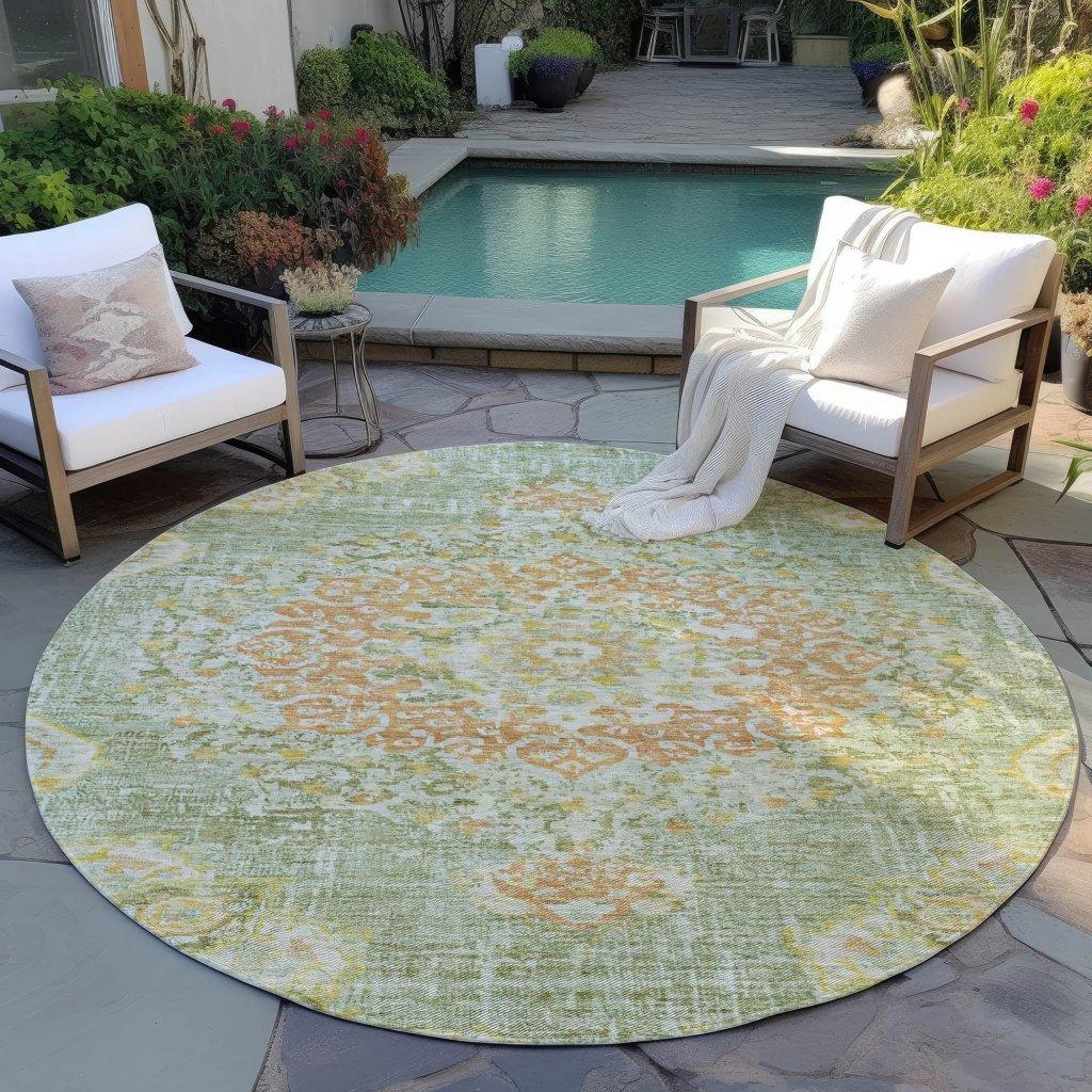 LOOMLAN Rugs Ornella Green Washable Indoor-Outdoor Rug