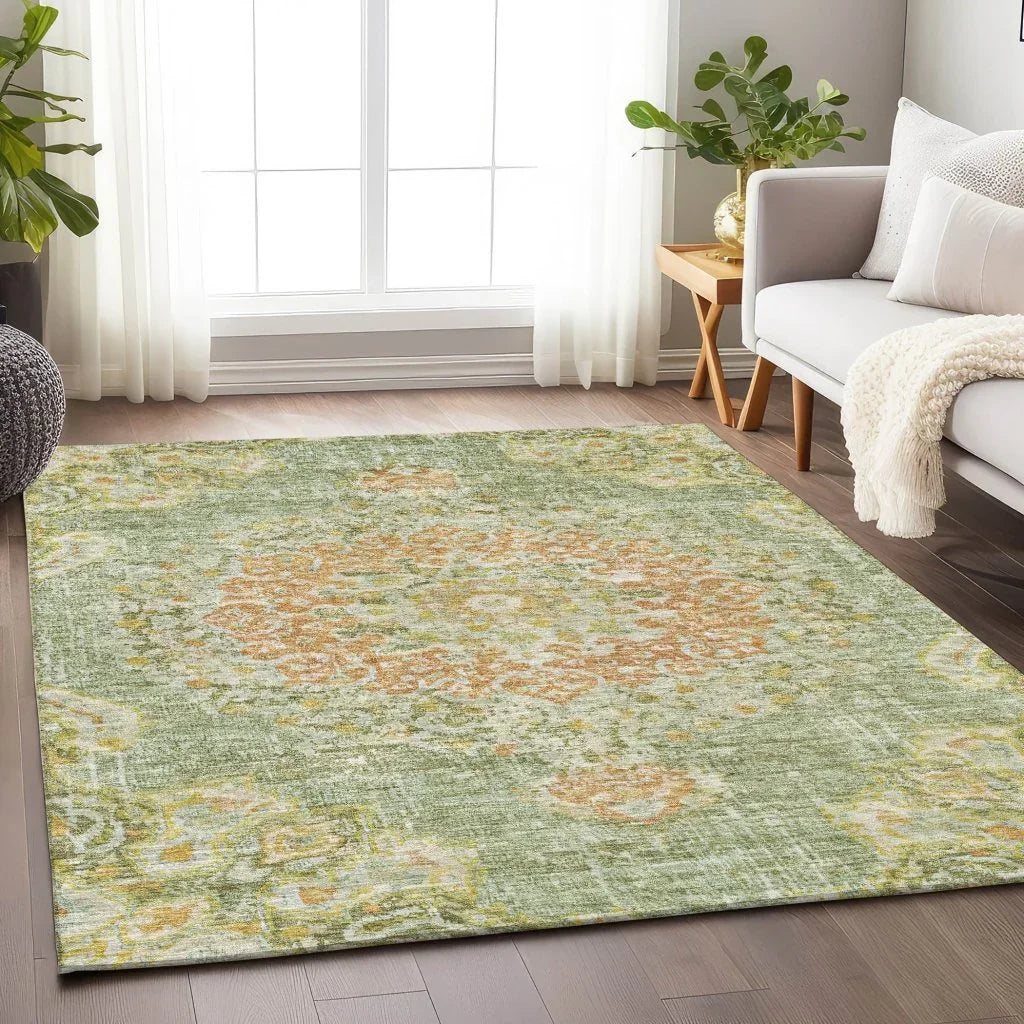 LOOMLAN Rugs Ornella Green Washable Indoor-Outdoor Rug