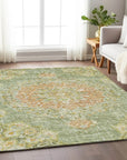 LOOMLAN Rugs Ornella Green Washable Indoor-Outdoor Rug
