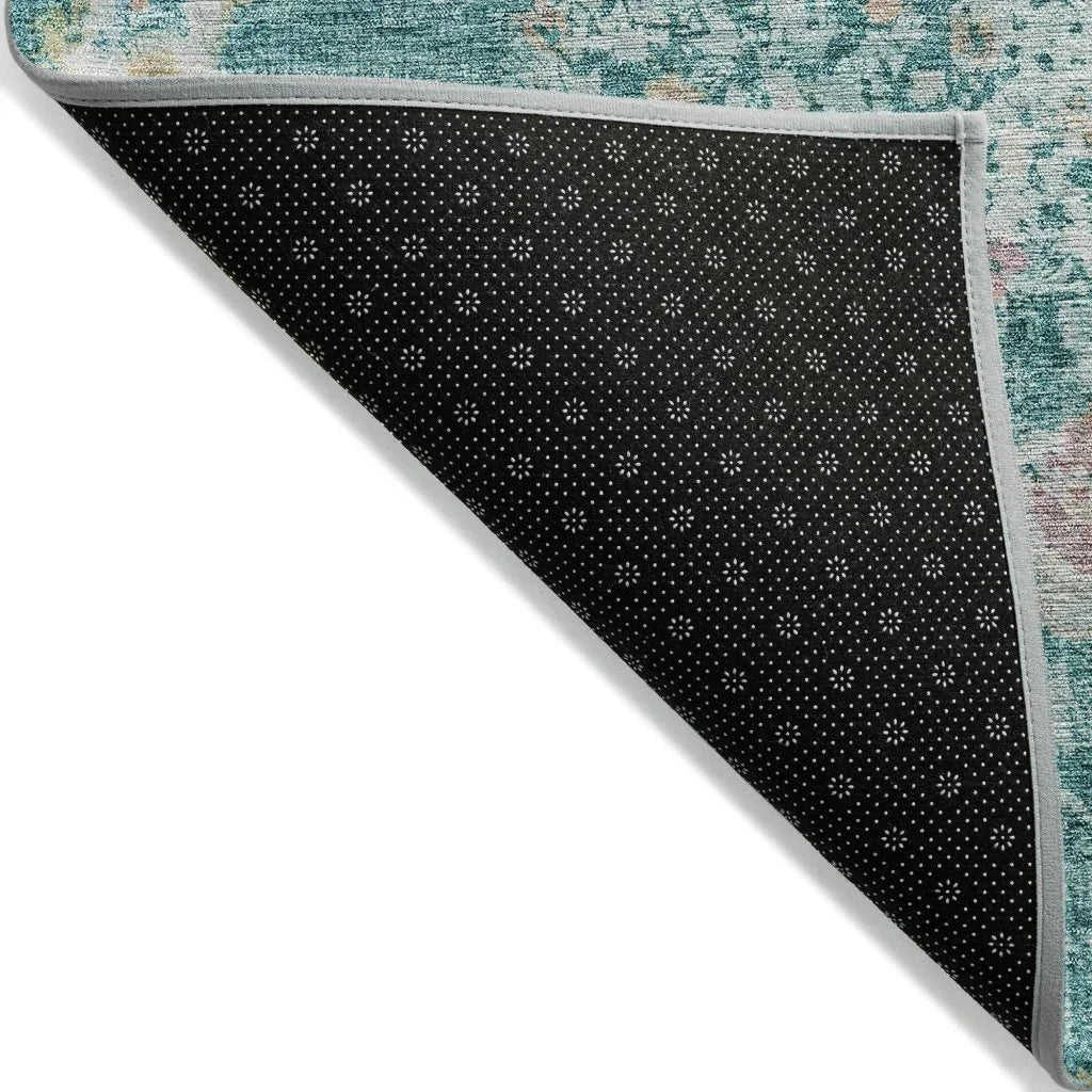 LOOMLAN Rugs Ornella Teal Washable Indoor-Outdoor Rug