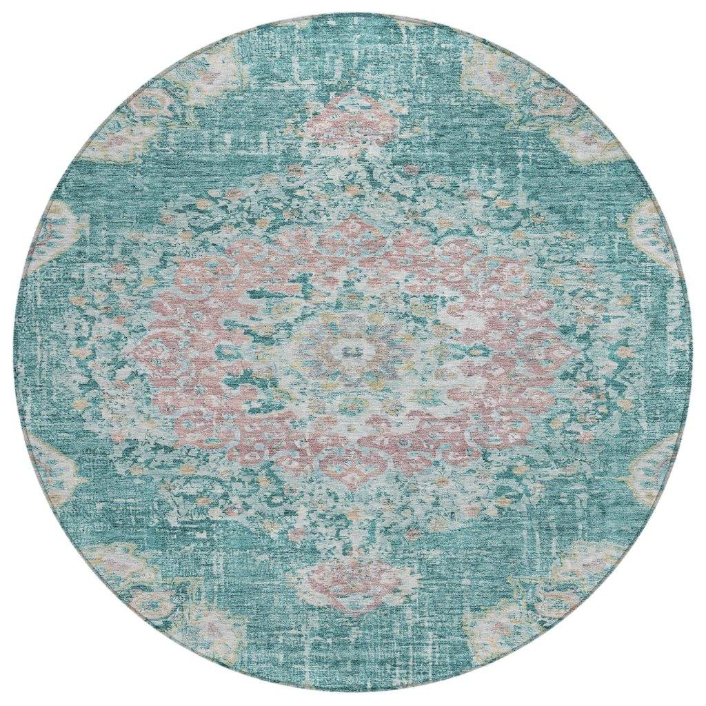 LOOMLAN Rugs Ornella Teal Washable Indoor-Outdoor Rug