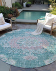 LOOMLAN Rugs Ornella Teal Washable Indoor-Outdoor Rug