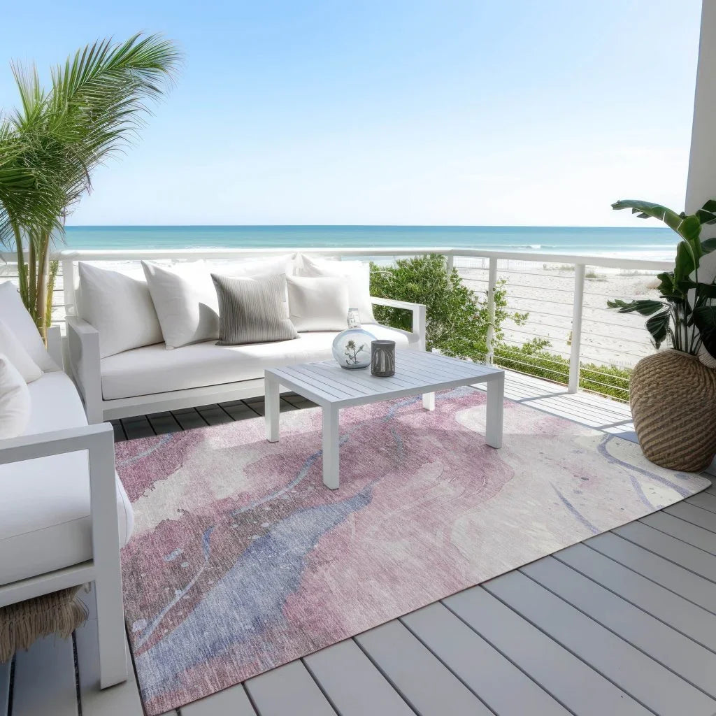 LOOMLAN Rugs Ornitha Pink Washable Indoor-Outdoor Rug