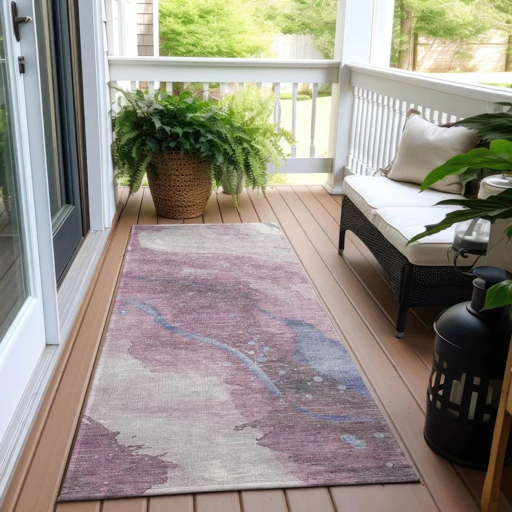 LOOMLAN Rugs Ornitha Pink Washable Indoor-Outdoor Rug
