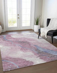 LOOMLAN Rugs Ornitha Pink Washable Indoor-Outdoor Rug
