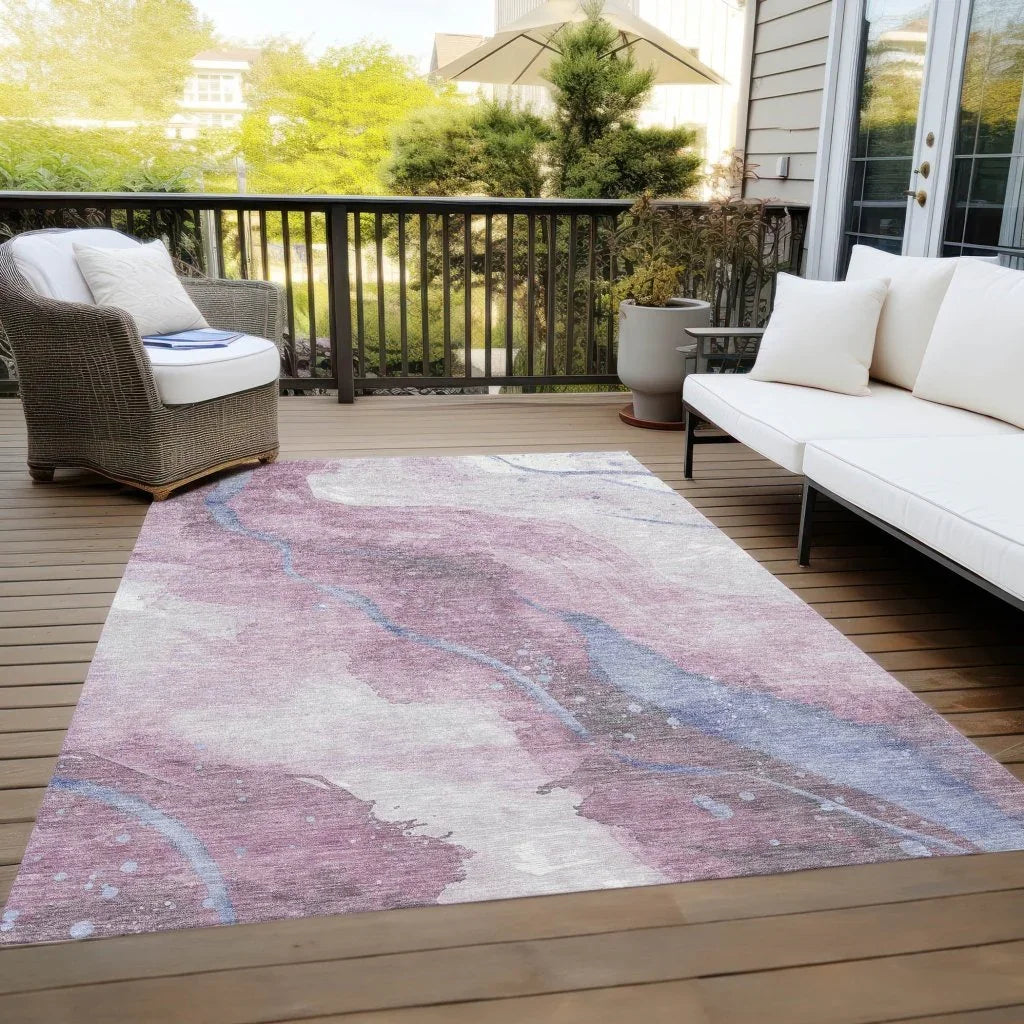 LOOMLAN Rugs Ornitha Pink Washable Indoor-Outdoor Rug