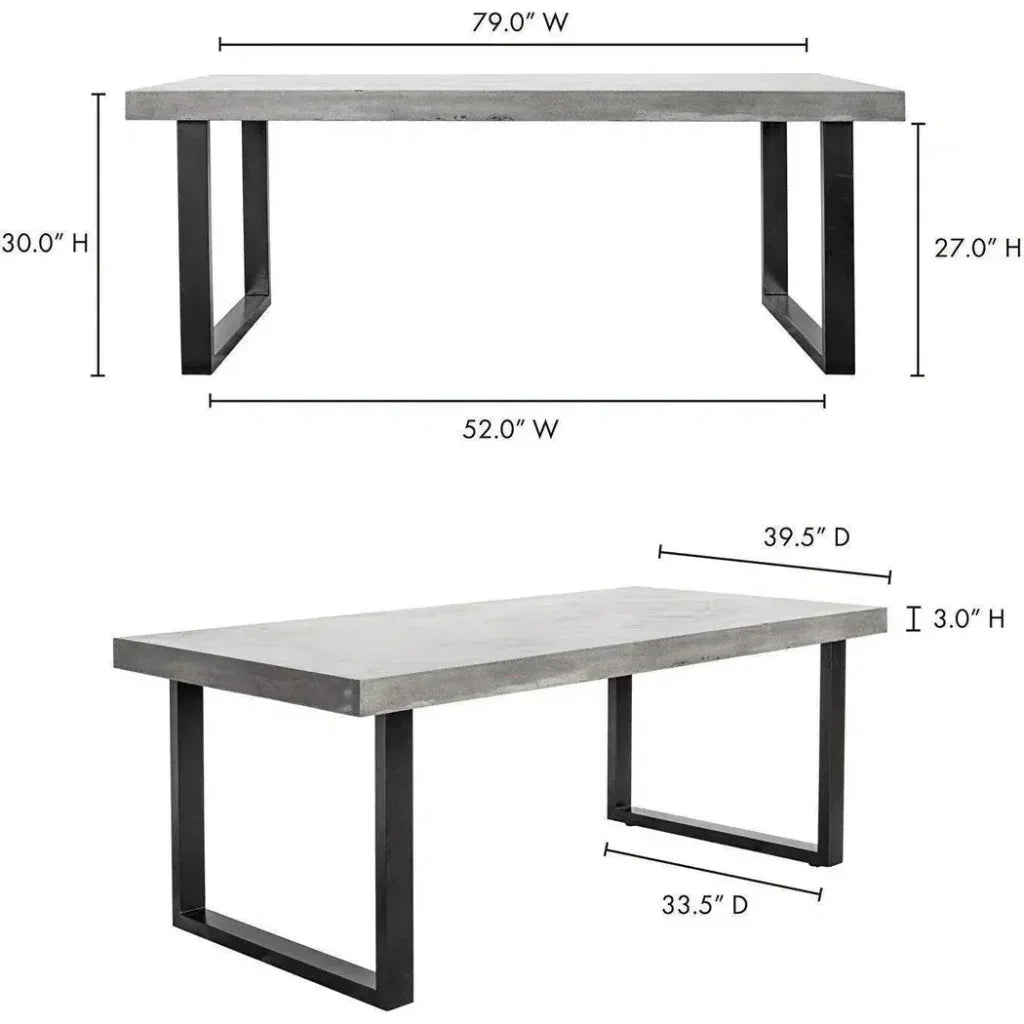Moe's Home Outdoor Dining Table Large Grey