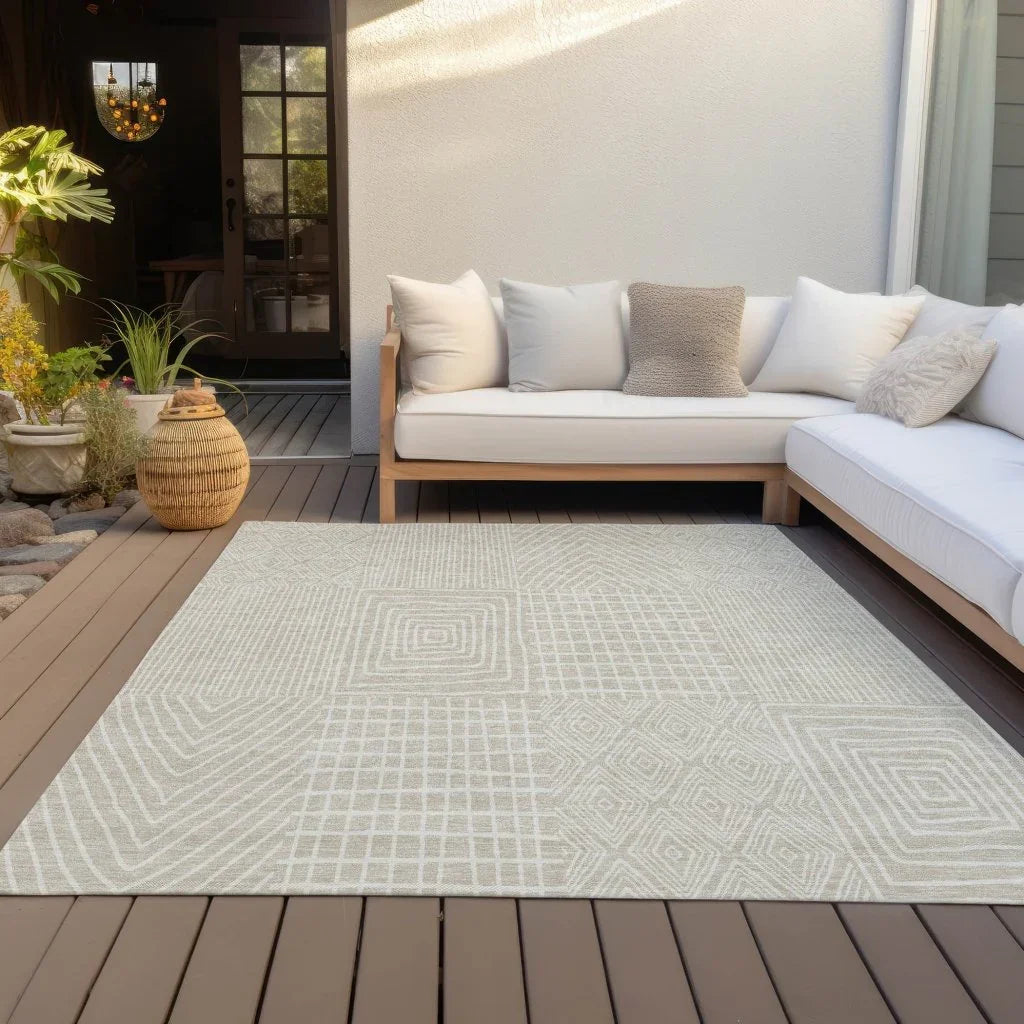 LOOMLAN Rugs Owen Beige Washable Indoor-Outdoor Rug