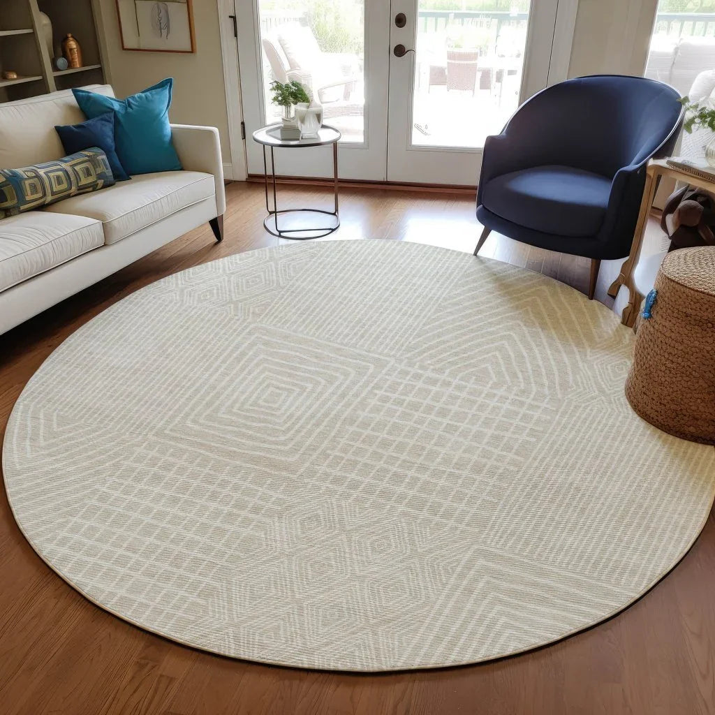 LOOMLAN Rugs Owen Beige Washable Indoor-Outdoor Rug
