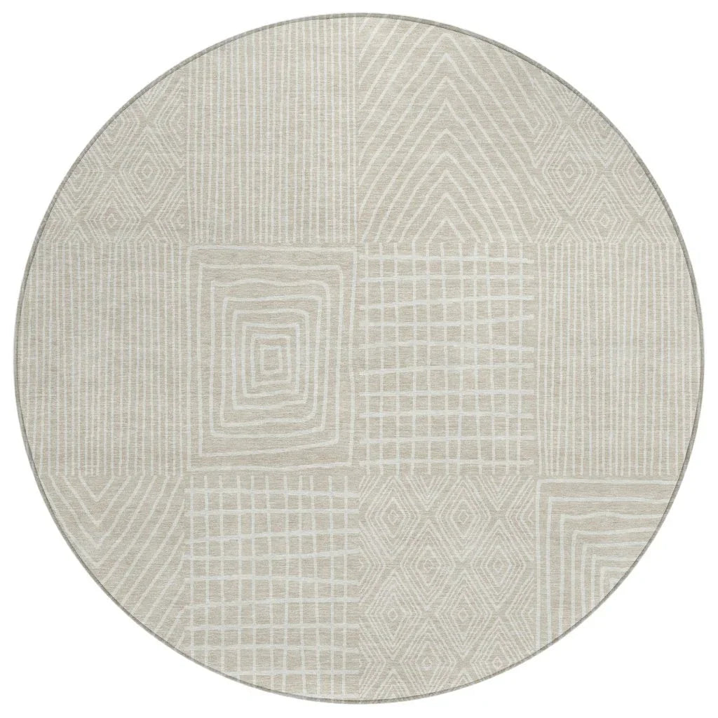 LOOMLAN Rugs Owen Beige Washable Indoor-Outdoor Rug
