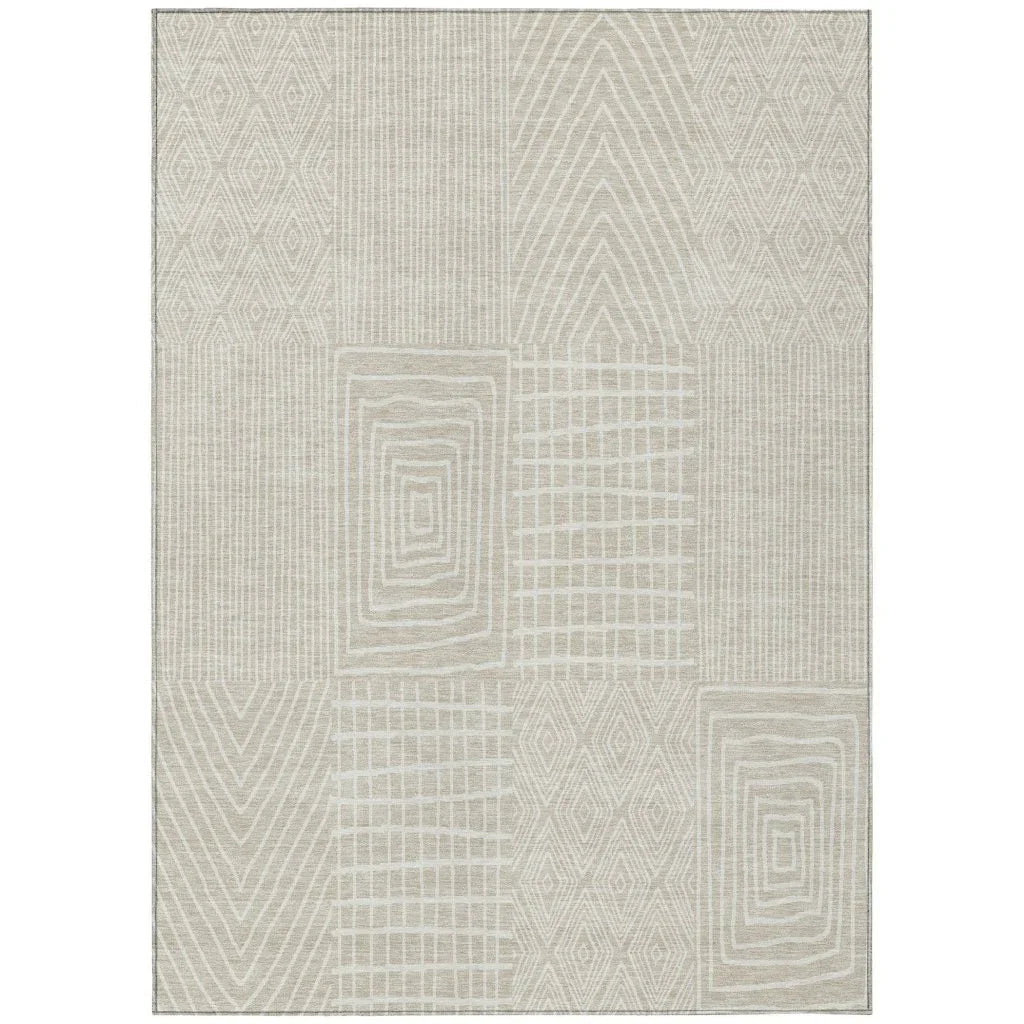 LOOMLAN Rugs Owen Beige Washable Indoor-Outdoor Rug