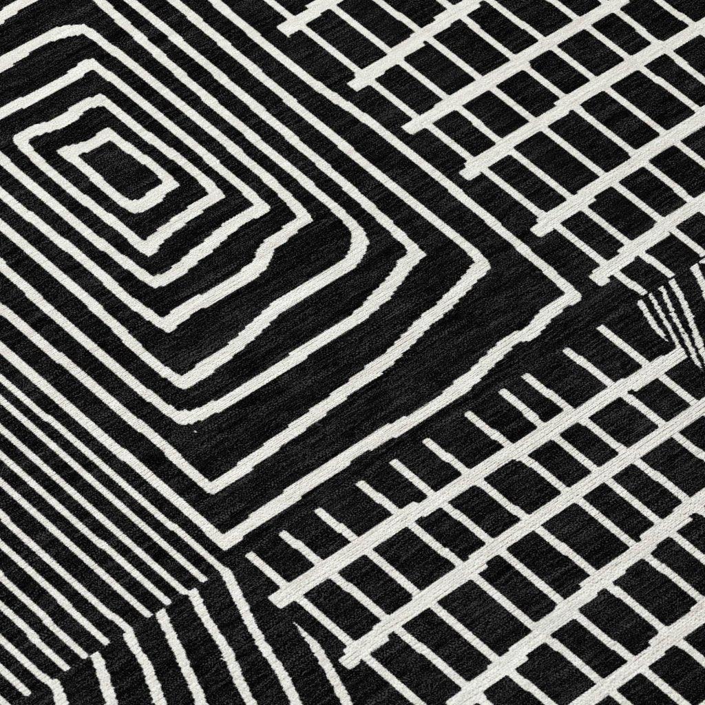 LOOMLAN Rugs Owen Black Washable Indoor-Outdoor Rug
