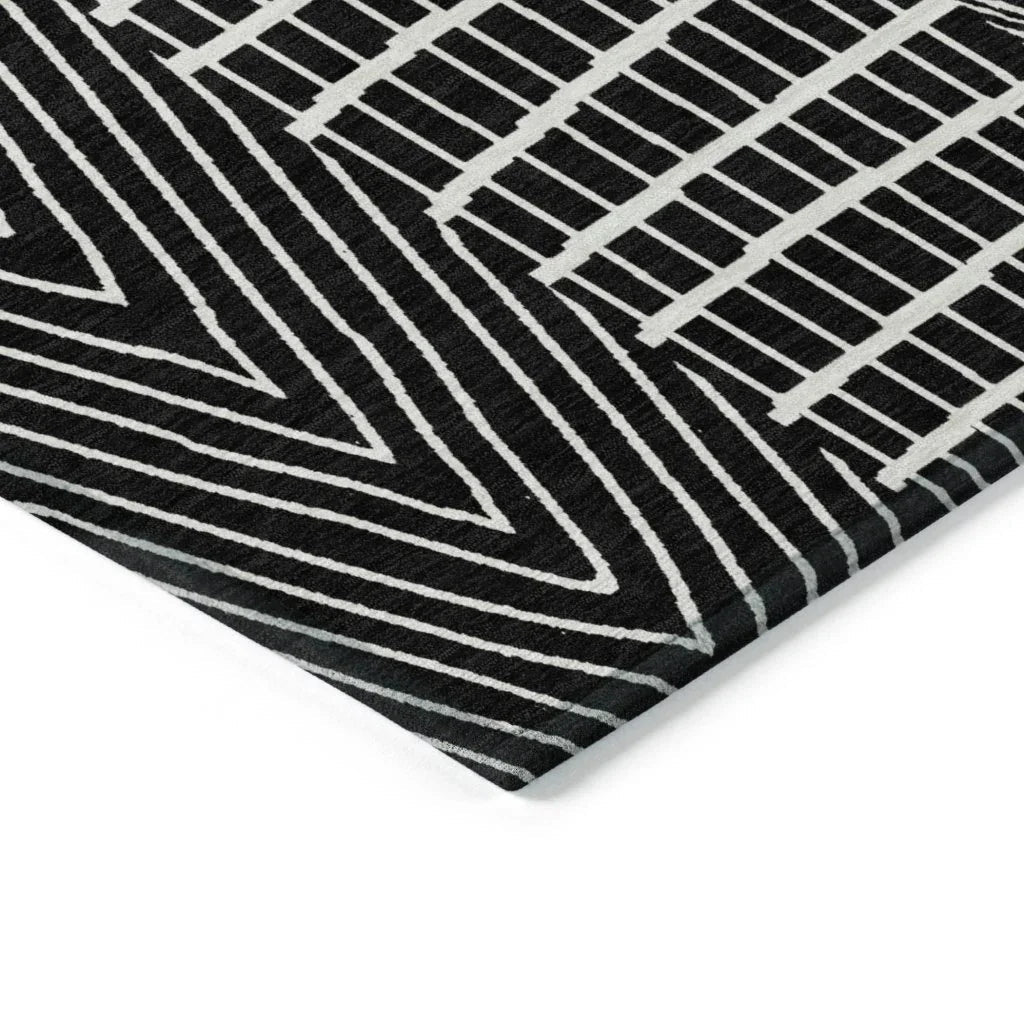 LOOMLAN Rugs Owen Black Washable Indoor-Outdoor Rug